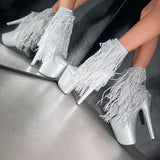 Chrome Cowgirls - Wide Fit Boot - Silver Glitterati - 8INCH - Wide Fit