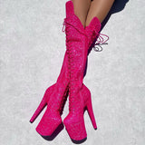 The Giltterati Xtra - Over Knee Boot - Kitty Pink - 8 INCH