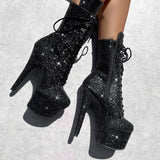 The Glitterati Xtra - Boot - BLACK CAVIAR - 7INCH