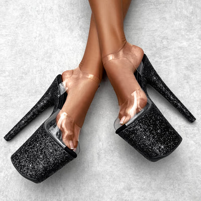 The Glitterati Xtra - Classic Stiletto - BLACK CAVIAR - 8INCH