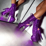 The Glitterati Xtra - OHOT Wide Fit Boot - ENIGMA PURPLE - 7INCH