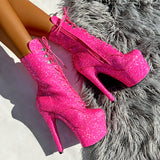 The Glitterati Xtra - Boot - Kitty Pink - 7 INCH