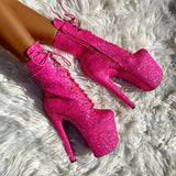The Glitterati Xtra - Boot - Kitty Pink - 8INCH - Wide Fit