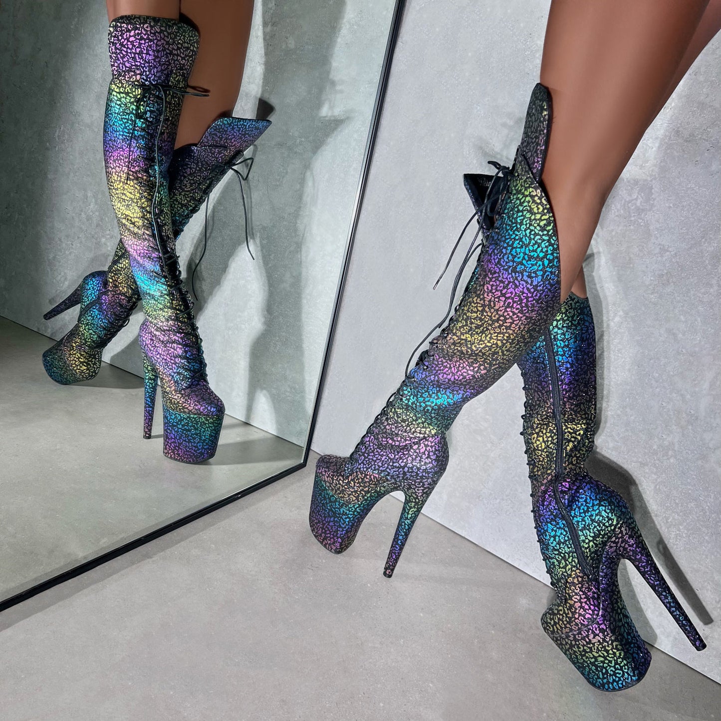 Moonlight Leopard Over Knee Boot - 8INCH