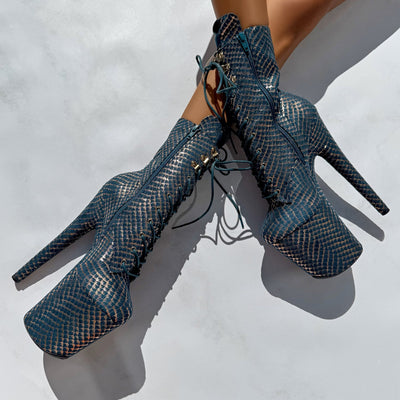 Khaleesi 3D Ring Boot - Teal - 8INCH