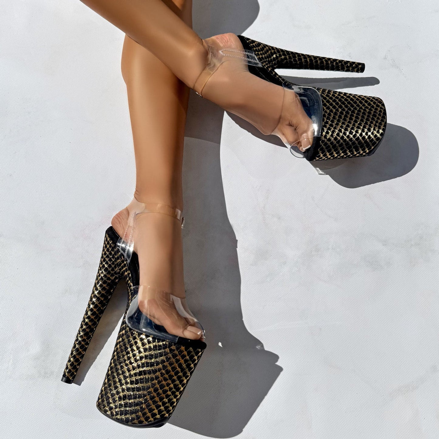 Khaleesi Classic Stiletto - Black & Gold - 8INCH