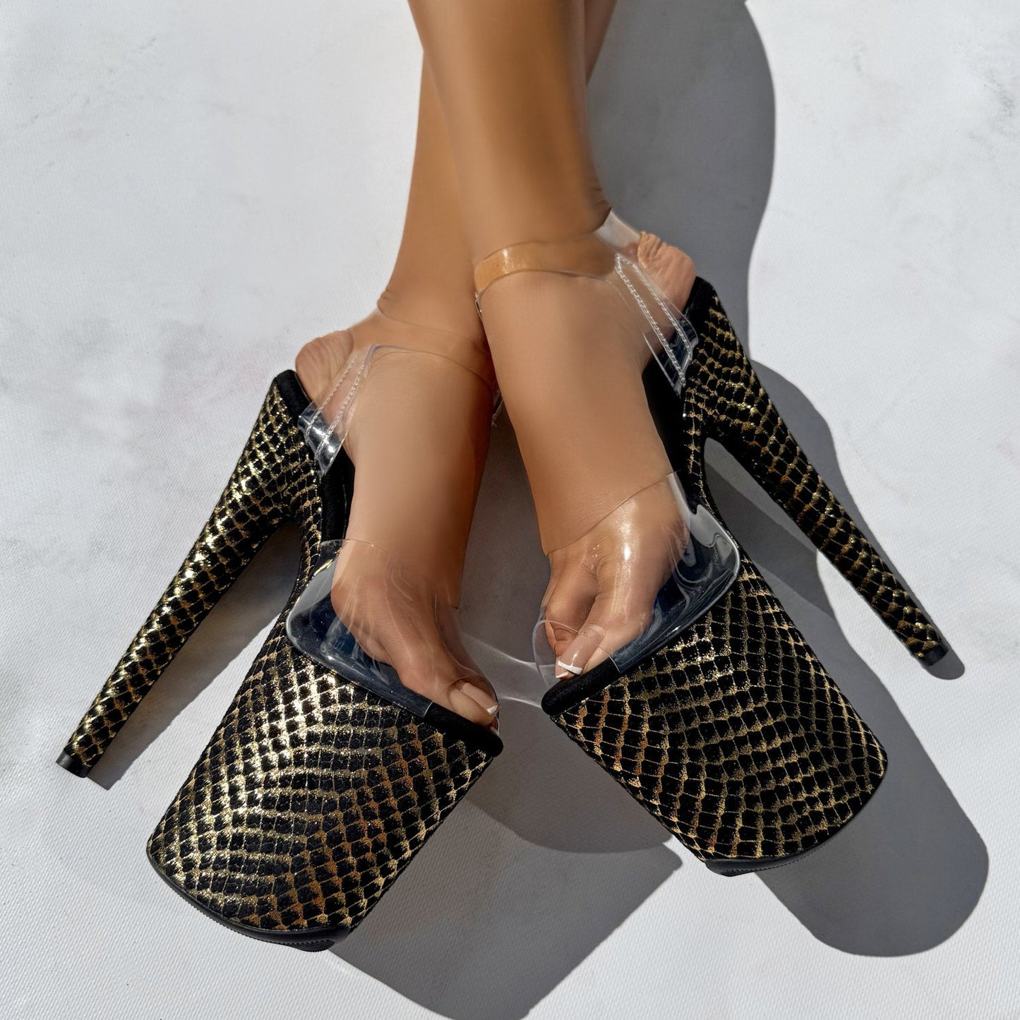 Khaleesi Classic Stiletto - Black & Gold - 8INCH