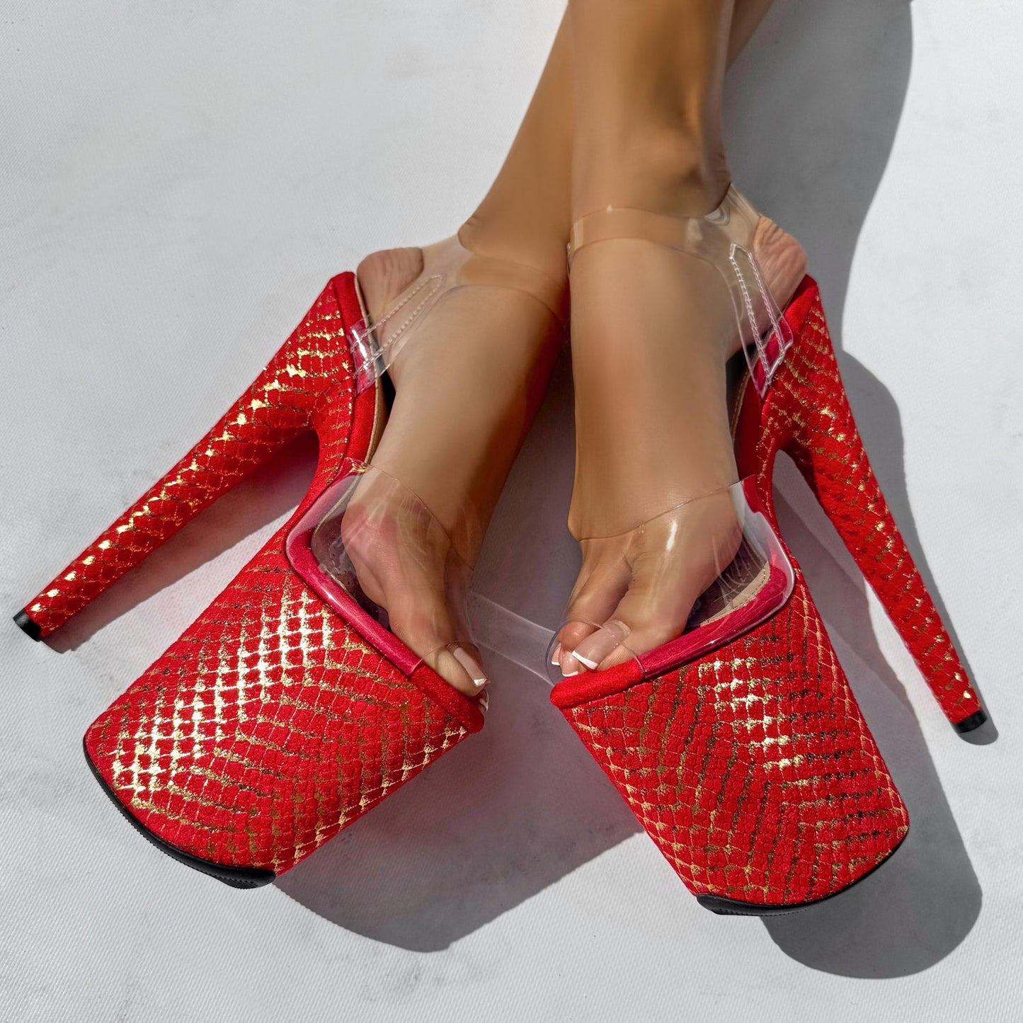 Khaleesi Classic Stiletto - Red & Gold - 8INCH