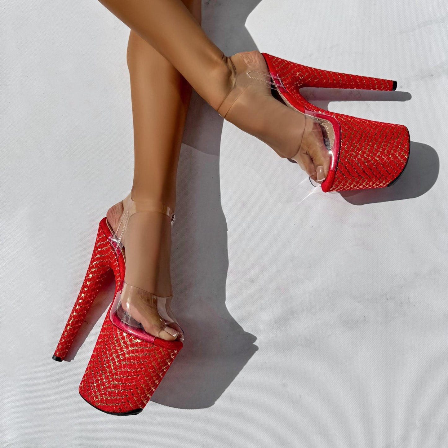 Khaleesi Classic Stiletto - Red & Gold - 8INCH