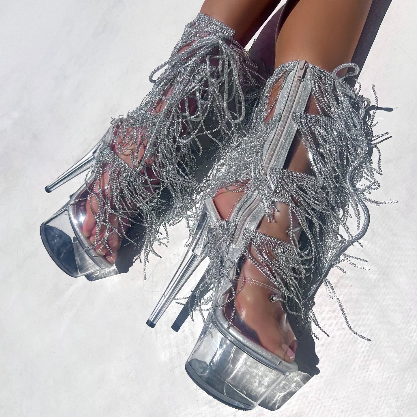 Chrome Cowgirls - OHOT Boot - Clear - 7 INCH