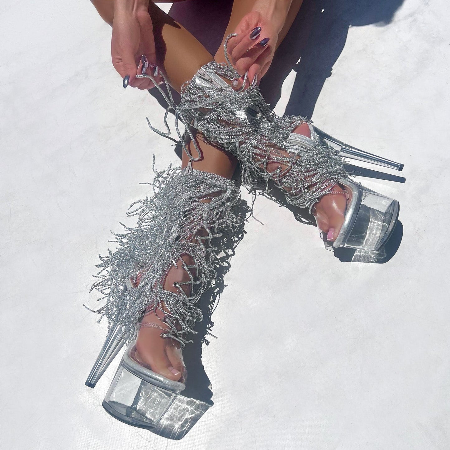 Chrome Cowgirls - OHOT Boot - Clear - 7 INCH