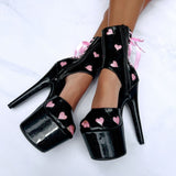 CUPID'S CHOKEHOLD BLACK - RIBBON CORSET BOOT - 7INCH - LIMITED ED.