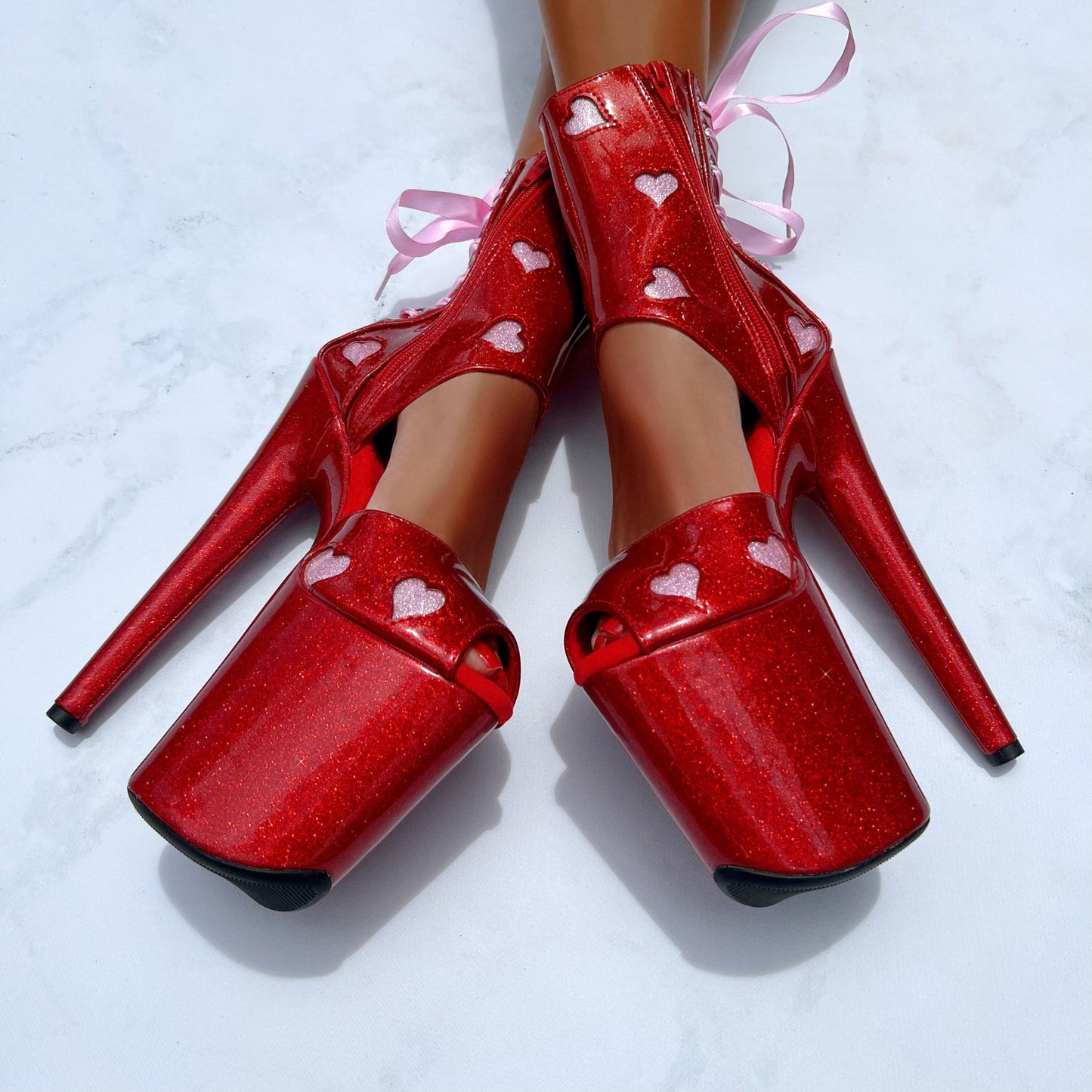 CUPID S CHOKEHOLD RED RIBBON CORSET BOOT 8INCH LIMITED ED cupid-s-chokehold-red-ribbon-corset-boot-8inch-limited-ed