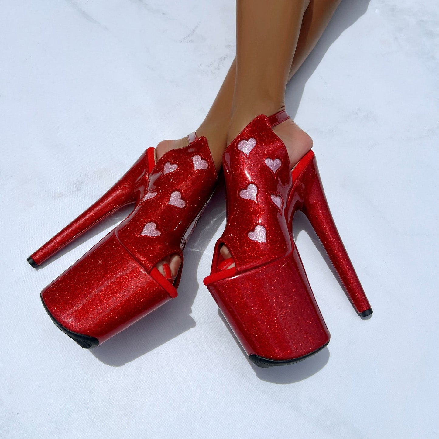 CUPID'S CHOKEHOLD RED - SHIELD STILETTO - 8INCH - LIMITED ED.