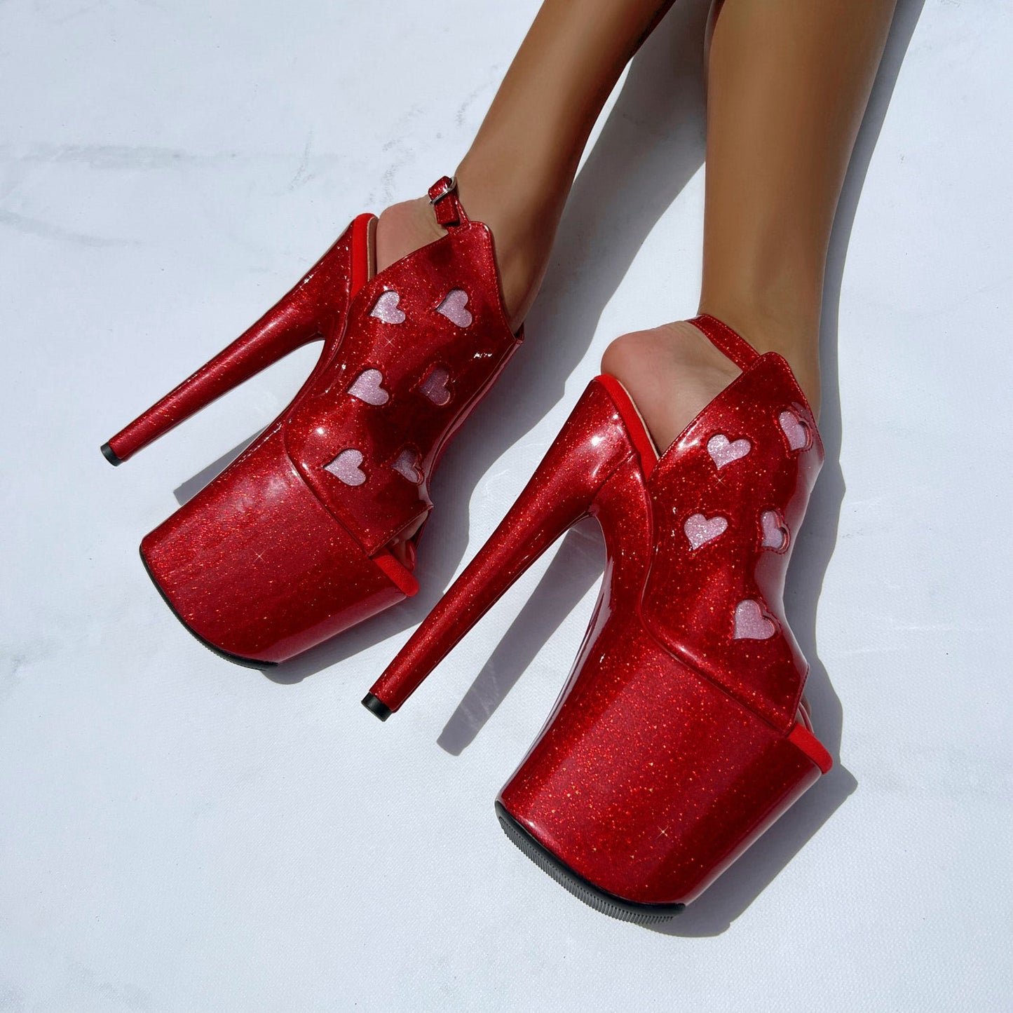 CUPID'S CHOKEHOLD RED - SHIELD STILETTO - 8INCH - LIMITED ED.