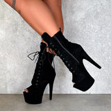 BabyDoll Black Open Toe Wide Fit - 7 INCH, stripper shoe, stripper heel, pole heel, not a pleaser, platform, dancer, pole dance, floor work