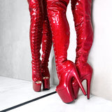 The Glitterati Thigh High Open Toe - Kansass - 8 INCH