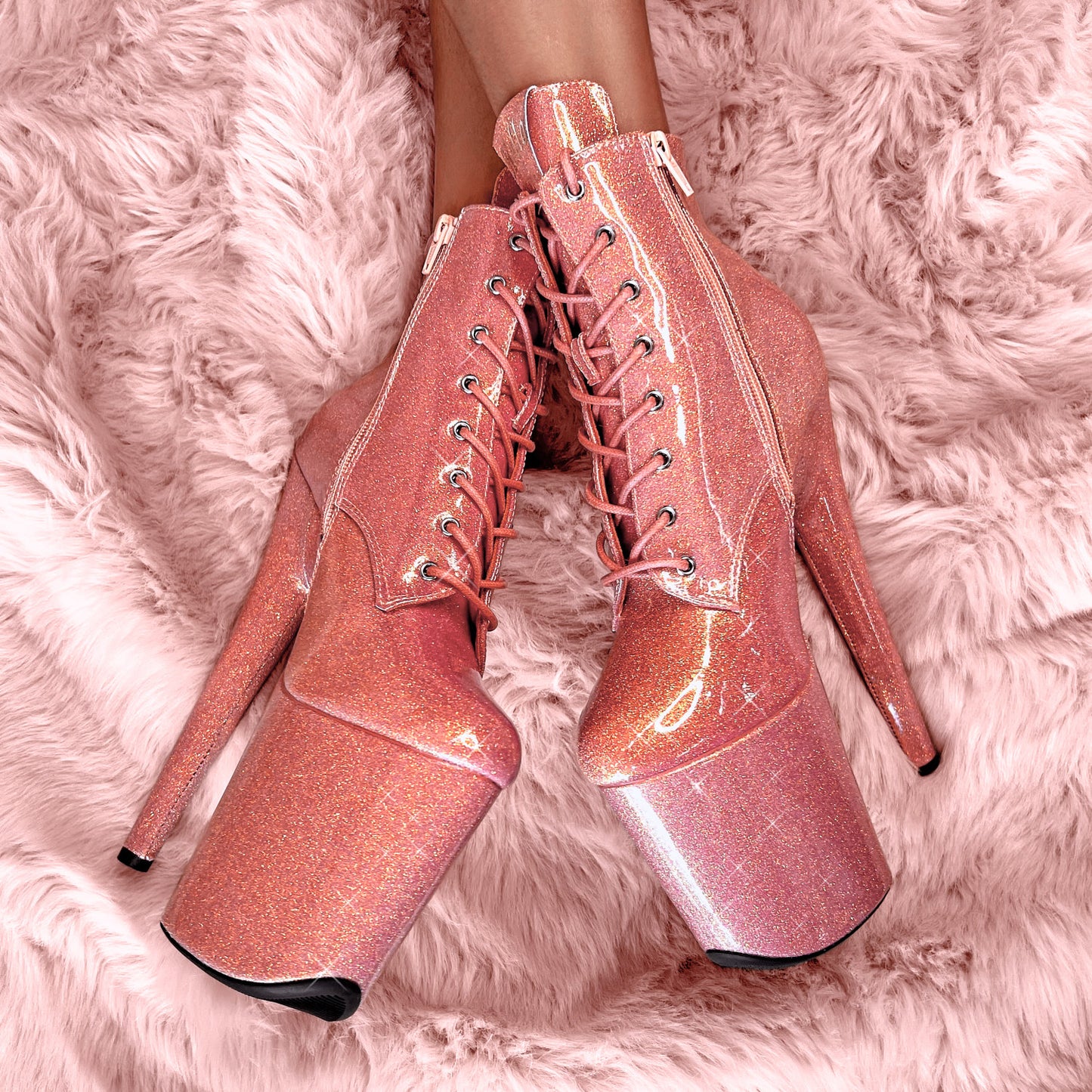 The Glitterati Ankle Boot - Feelin' Peachy - 8 INCH