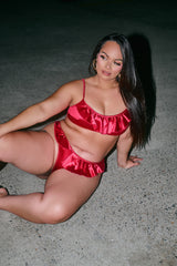 Red Satin - Pillowtalk - HOAH Ruffle Scoop Top