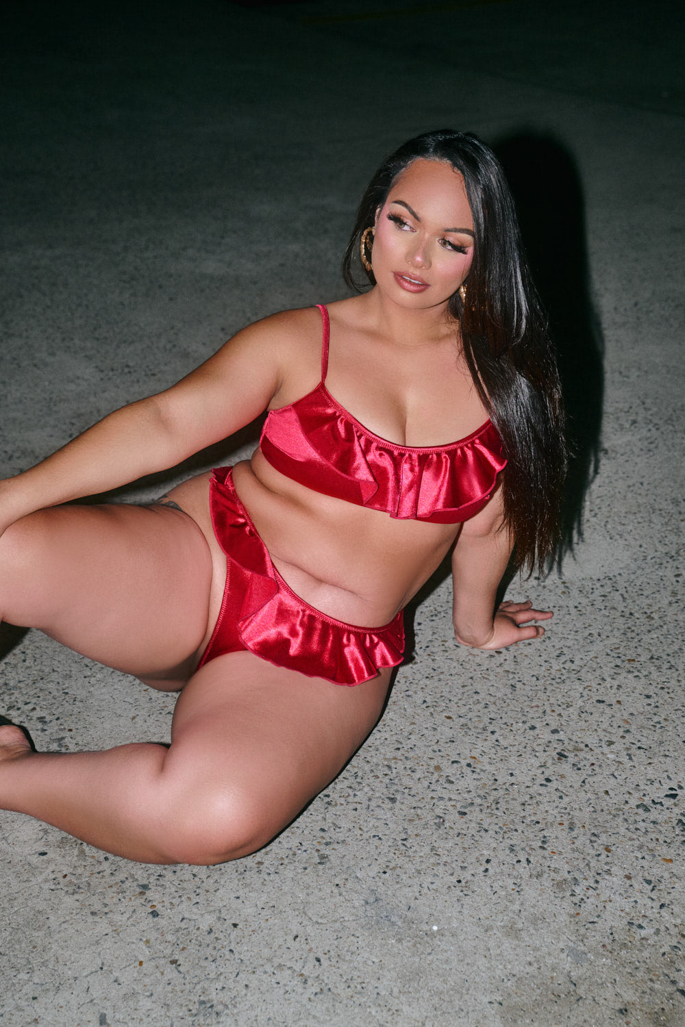 Red Satin - Pillowtalk - HOAH Ruffle Scoop Top