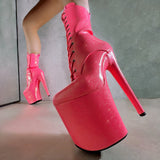 The Glitterati Boot - Juicy Pink Burst - 8 INCH - Wide Fit