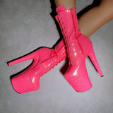 The Glitterati Boot - Juicy Pink Burst - 8 INCH - Wide Fit