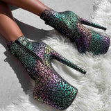 Moonlight Leopard Ankle Boot - 8INCH, stripper shoe, stripper heel, pole heel, not a pleaser, platform, dancer, pole dance, floor work