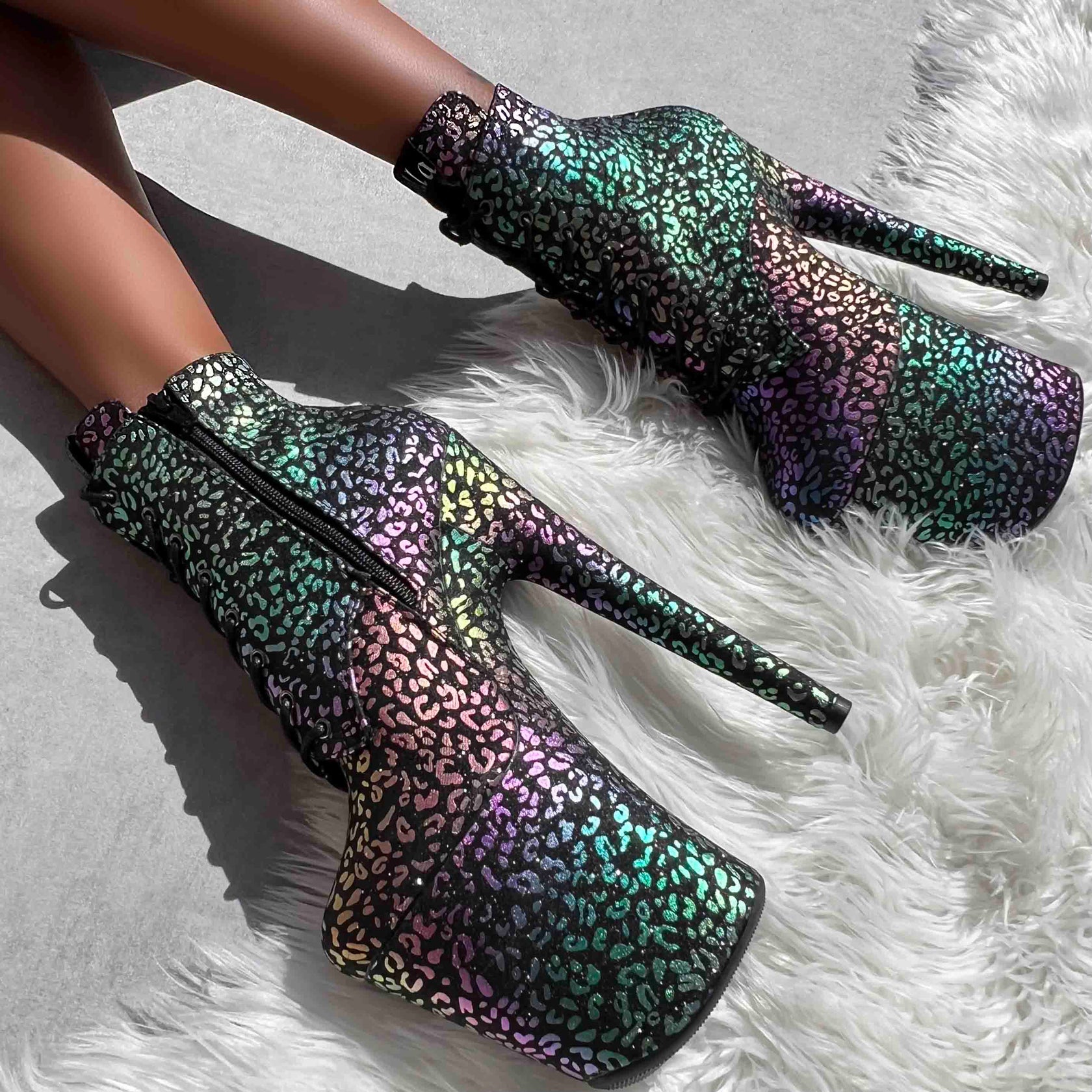 Moonlight Leopard Ankle Boot - 8INCH, stripper shoe, stripper heel, pole heel, not a pleaser, platform, dancer, pole dance, floor work