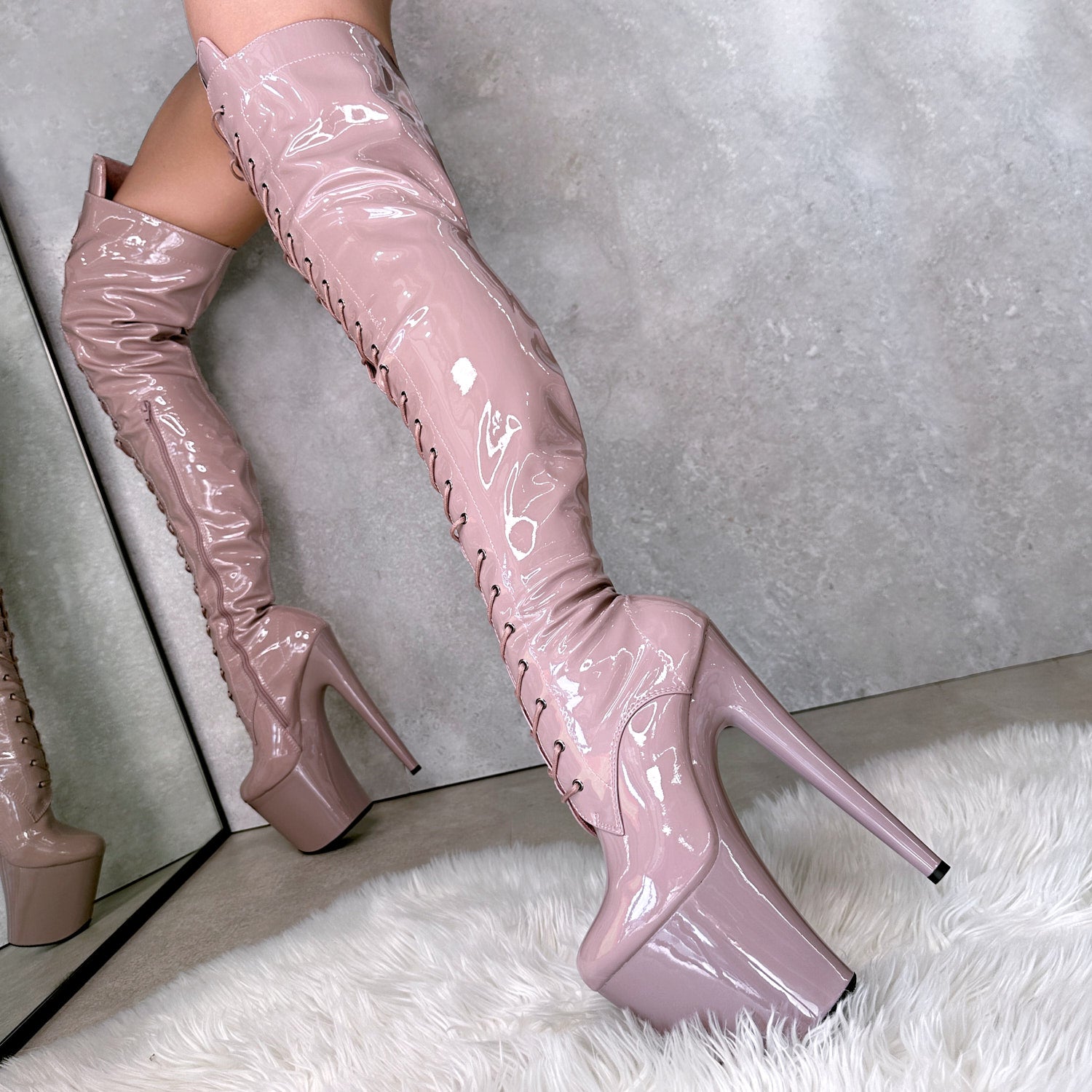 LipKit Thigh High Front Lace - Boujee - 8 INCH