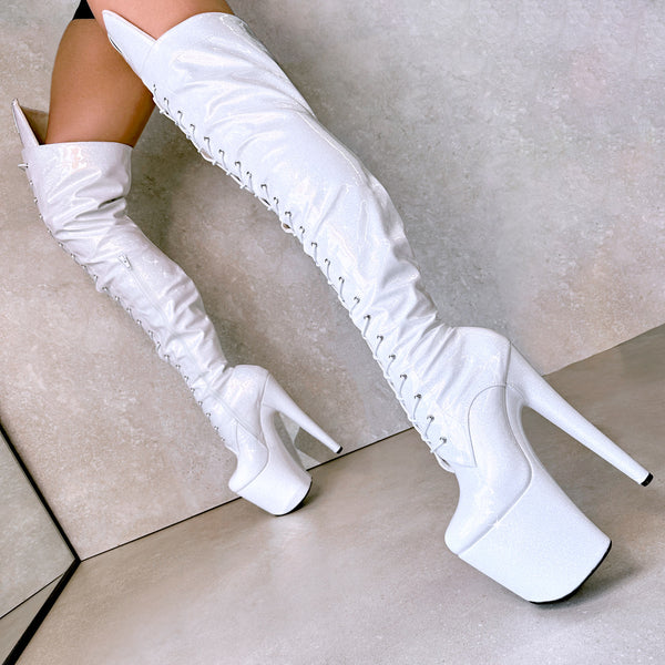 The Glitterati Thigh High - SNOW KWEEN - 8 INCH - Half Zip