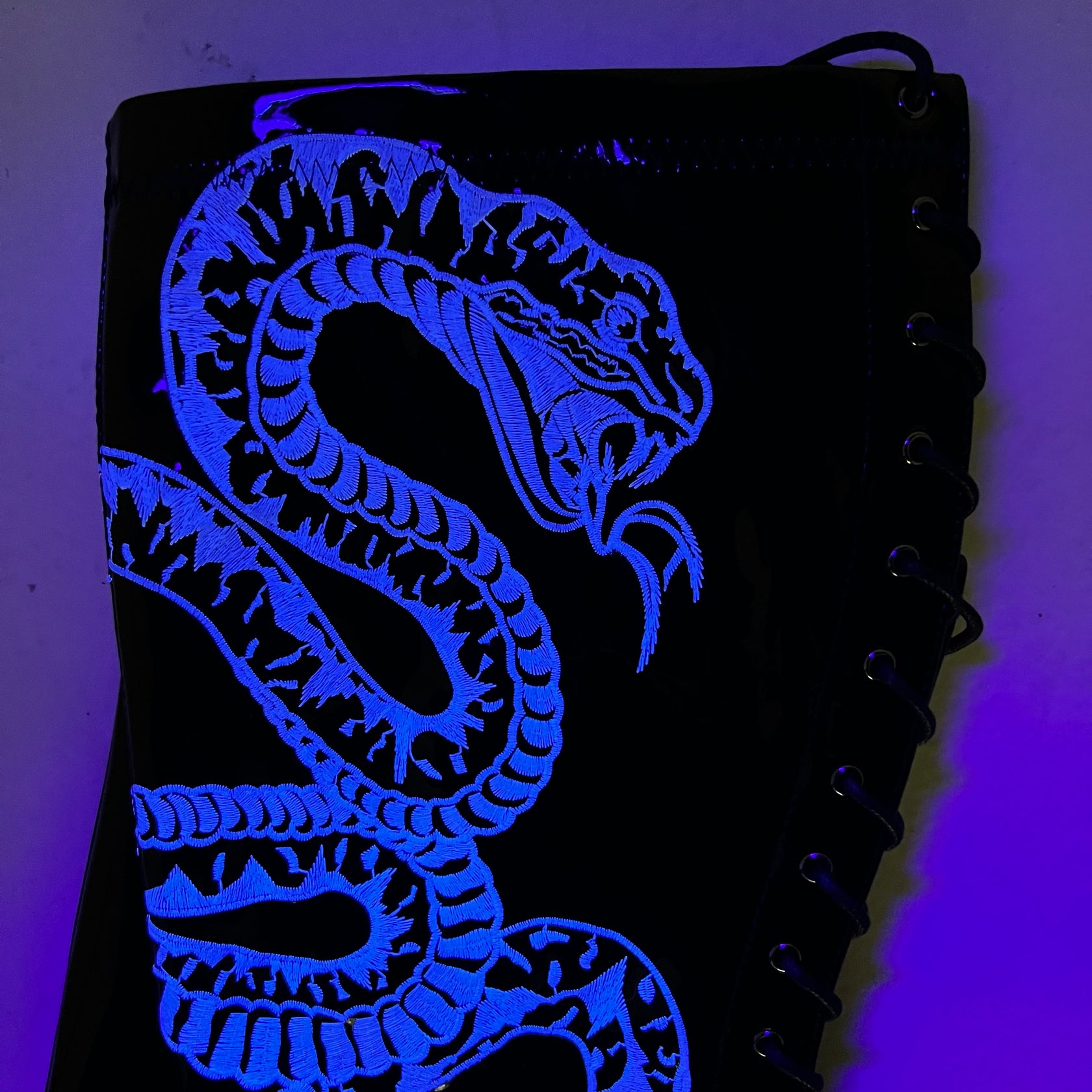 VIPER Boot Black with White Thicc Thigh High - 7INCH, stripper shoe, stripper heel, pole heel, not a pleaser, platform, dancer, pole dance, floor work