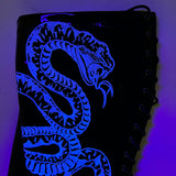 VIPER Boot Black with White Thicc Thigh High - 8INCH, stripper shoe, stripper heel, pole heel, not a pleaser, platform, dancer, pole dance, floor work