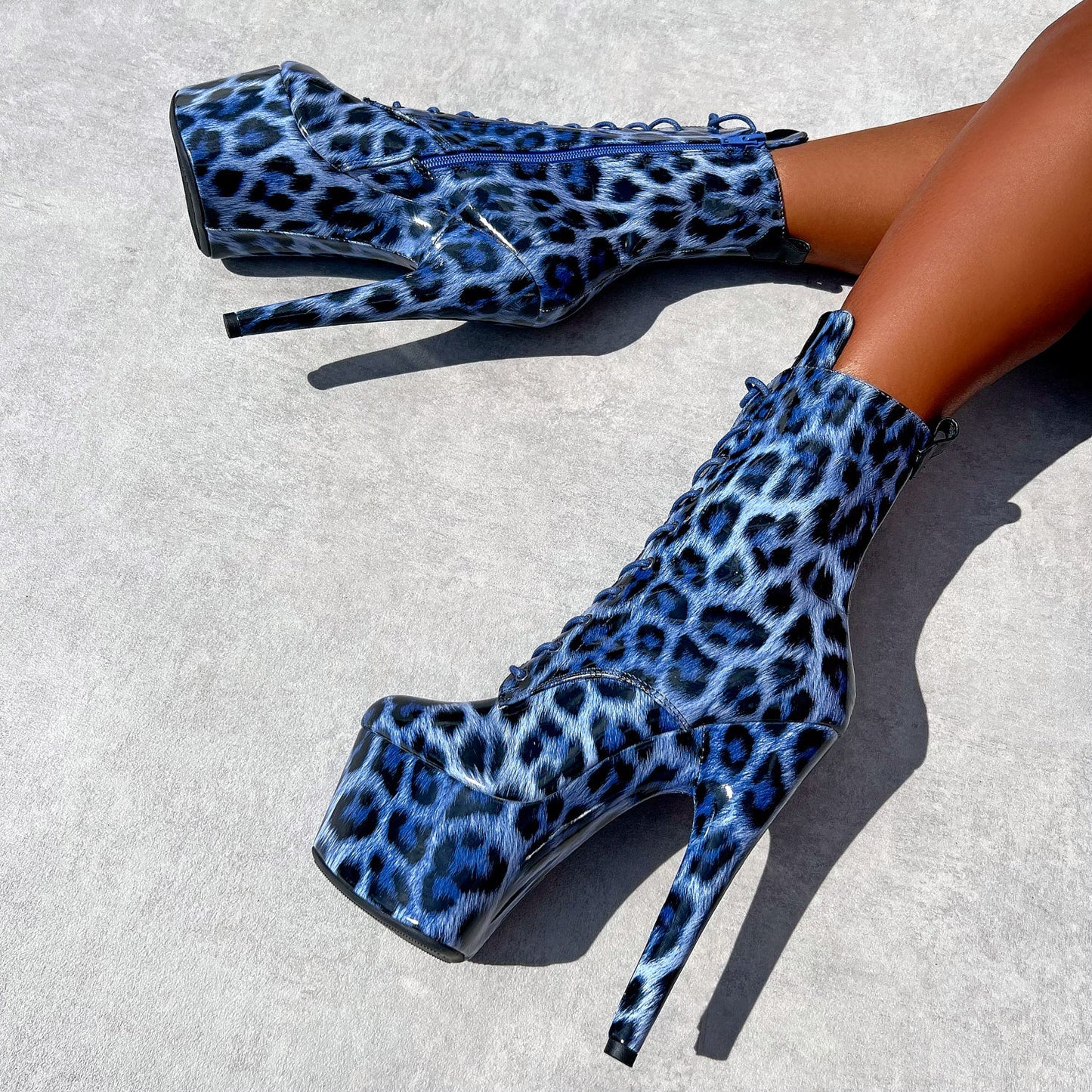 Blue Leopard Boot - 7 INCH + SP