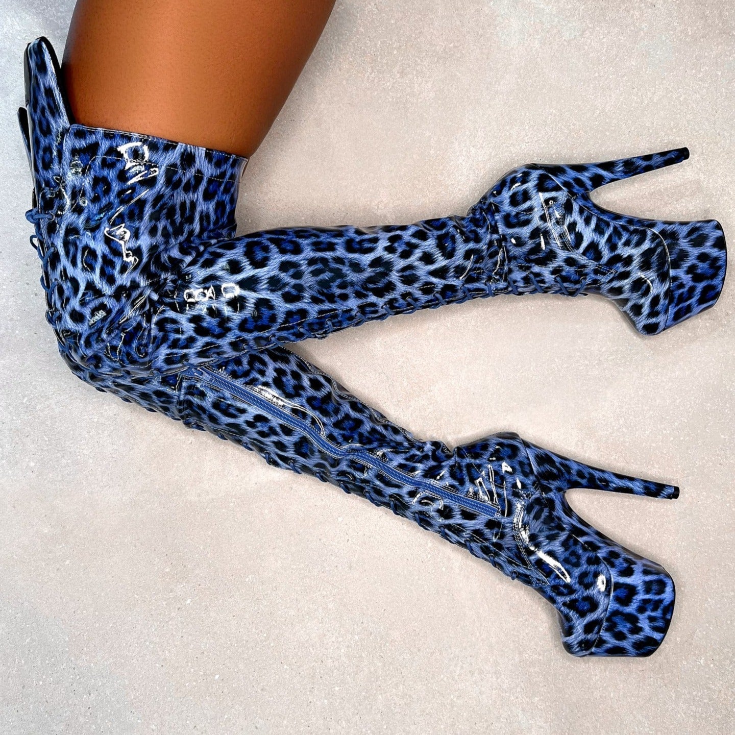 Blue Leopard Thigh High - 7 INCH - Limited Edition