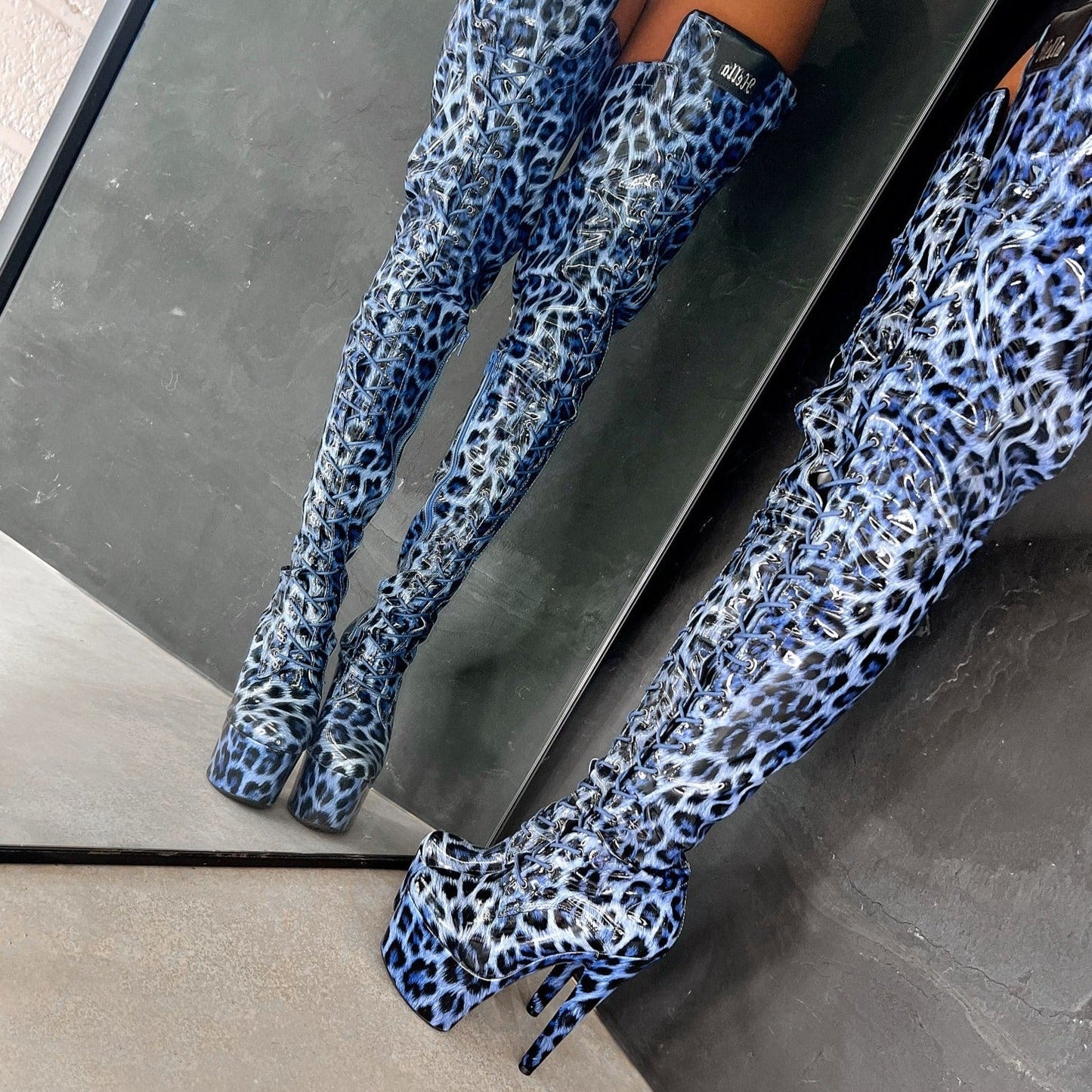 Blue Leopard Thigh High - 7 INCH - Limited Edition
