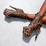 Leopard Ankle Boot - 7 INCH, stripper shoe, stripper heel, pole heel, not a pleaser, platform, dancer, pole dance, floor work