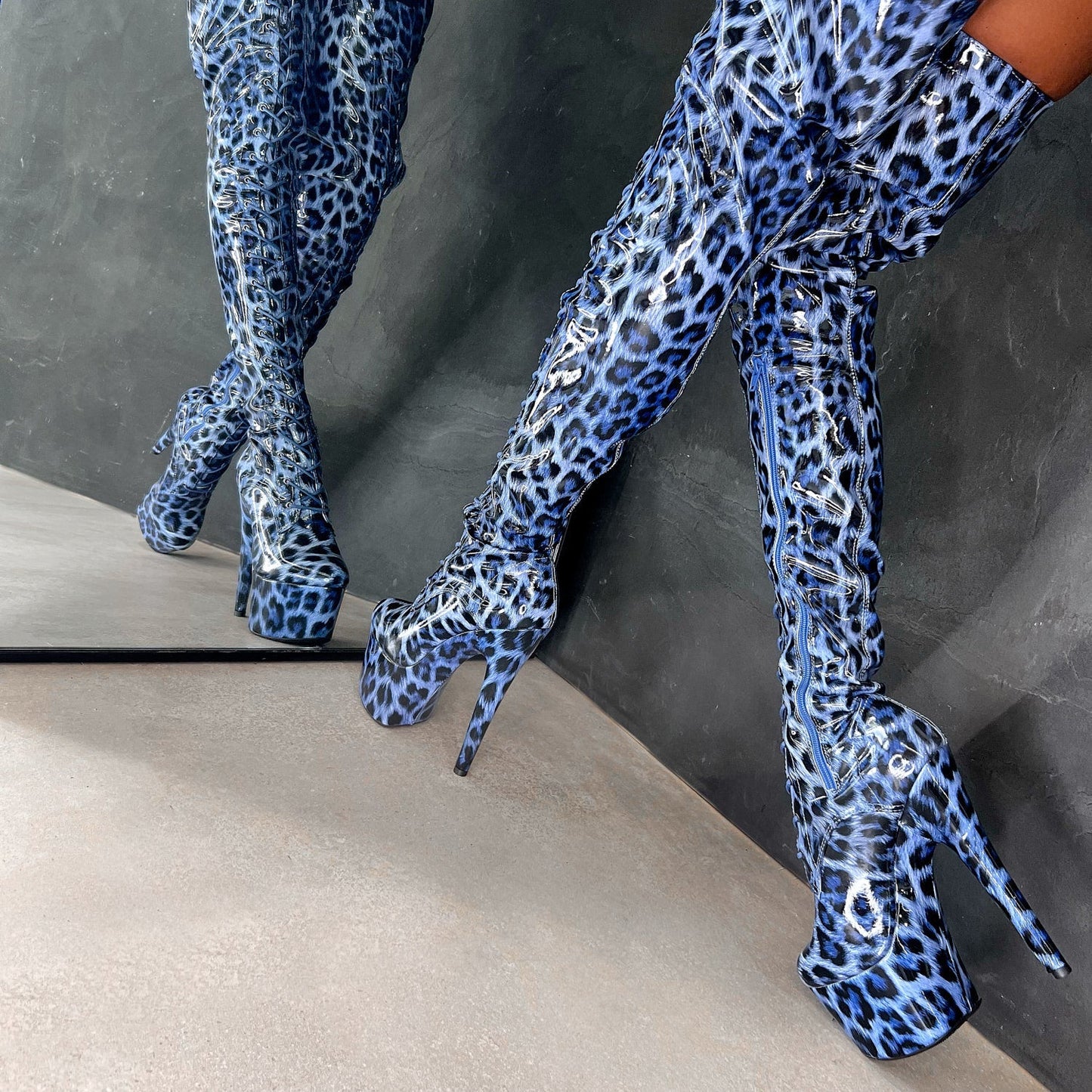 Blue Leopard Thigh High - 7 INCH - Limited Edition