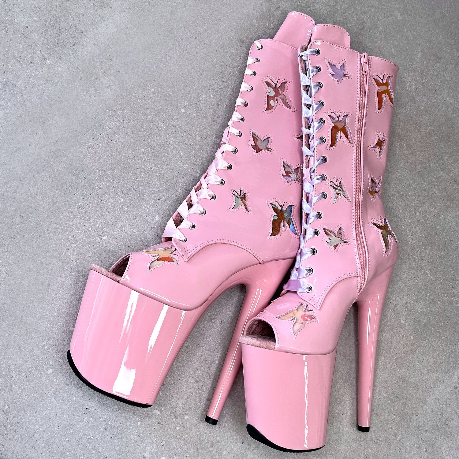 Light pink 2024 heel boots