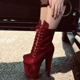 BabyDoll Dark Red - 8 INCH, stripper shoe, stripper heel, pole heel, not a pleaser, platform, dancer, pole dance, floor work