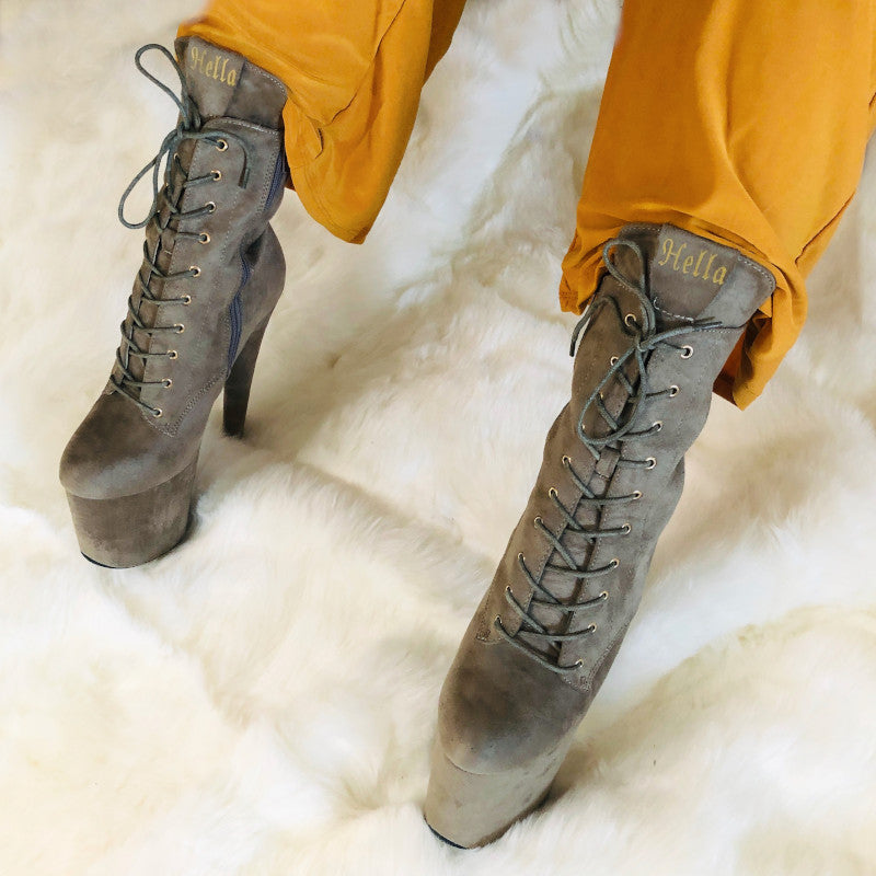 Babydoll Khaki - 8 INCH, stripper shoe, stripper heel, pole heel, not a pleaser, platform, dancer, pole dance, floor work