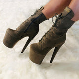 Babydoll Khaki - 8 INCH, stripper shoe, stripper heel, pole heel, not a pleaser, platform, dancer, pole dance, floor work