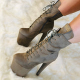 Babydoll Khaki - 8 INCH, stripper shoe, stripper heel, pole heel, not a pleaser, platform, dancer, pole dance, floor work