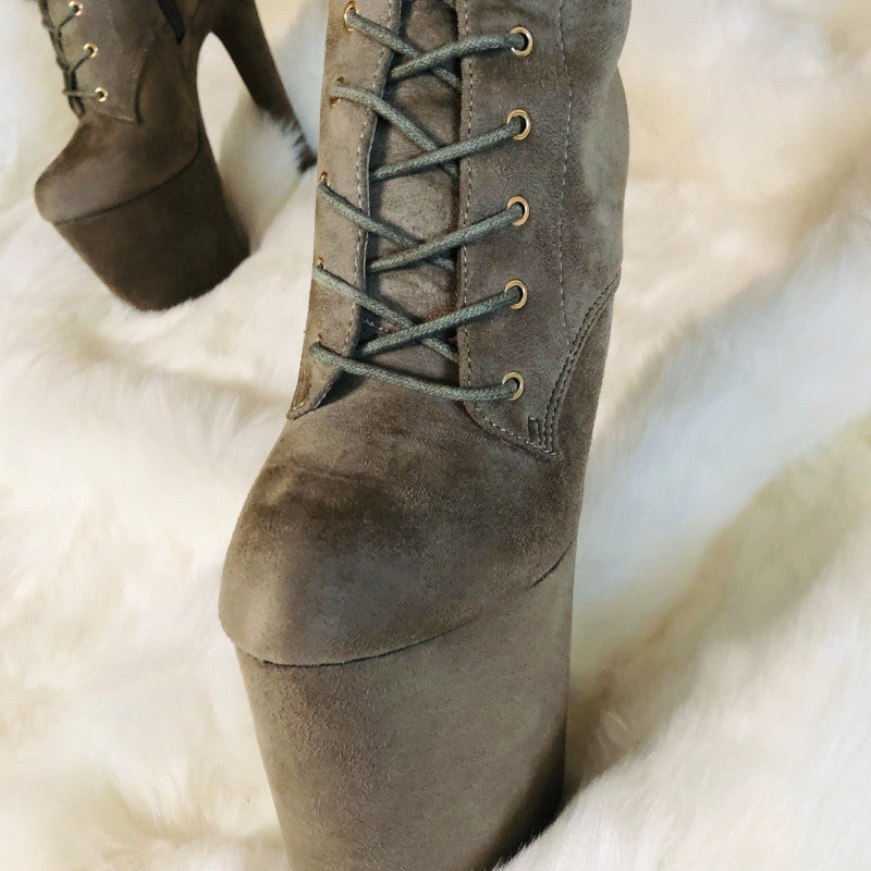 Babydoll Khaki - 8 INCH, stripper shoe, stripper heel, pole heel, not a pleaser, platform, dancer, pole dance, floor work