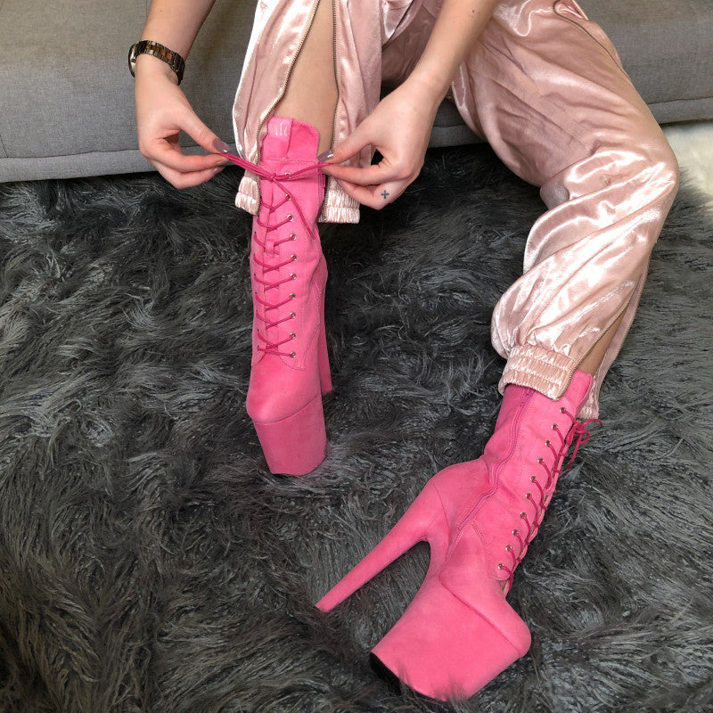 BabyDoll Pink - 8 INCH, stripper shoe, stripper heel, pole heel, not a pleaser, platform, dancer, pole dance, floor work