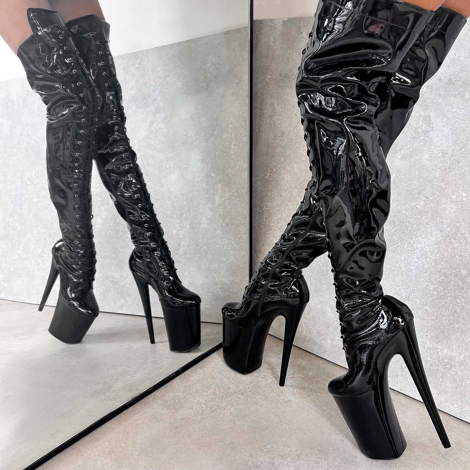 Women's Vegan High Heel Side Zipper Thigh High Over The Knee Boots BLA –  Room Of Fashion