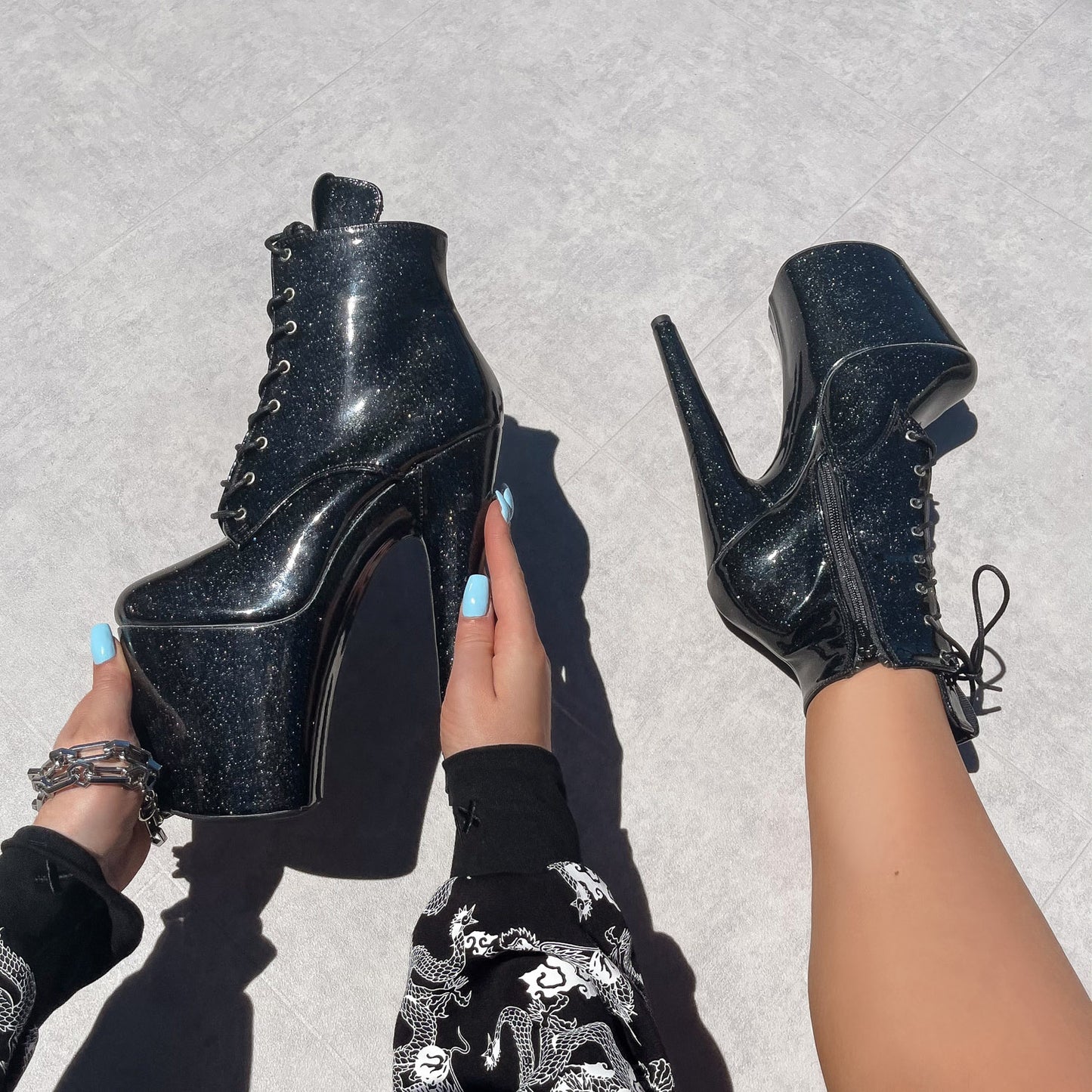 The Glitterati Ankle Boot - Sin City - 8 INCH, stripper shoe, stripper heel, pole heel, not a pleaser, platform, dancer, pole dance, floor work
