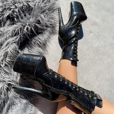 The Glitterati Boot - Sin City - 8 INCH, stripper shoe, stripper heel, pole heel, not a pleaser, platform, dancer, pole dance, floor work