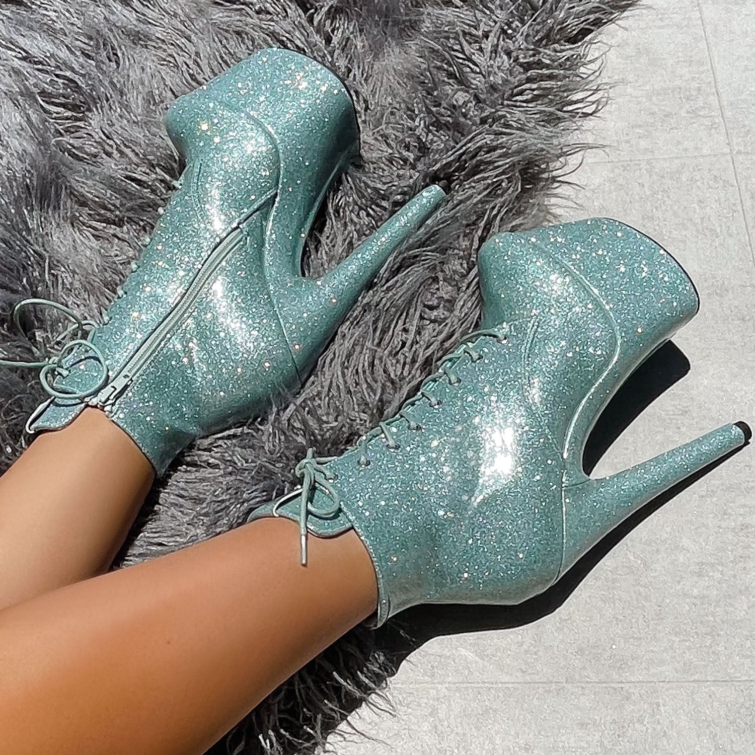 The Glitterati Ankle Boot - Ice Ice Baby - 7 INCH