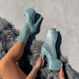 The Glitterati Boot - Ice Ice Baby - 7 INCH, stripper shoe, stripper heel, pole heel, not a pleaser, platform, dancer, pole dance, floor work