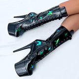 Butterfly Boot - Black - 7 INCH, stripper shoe, stripper heel, pole heel, not a pleaser, platform, dancer, pole dance, floor work